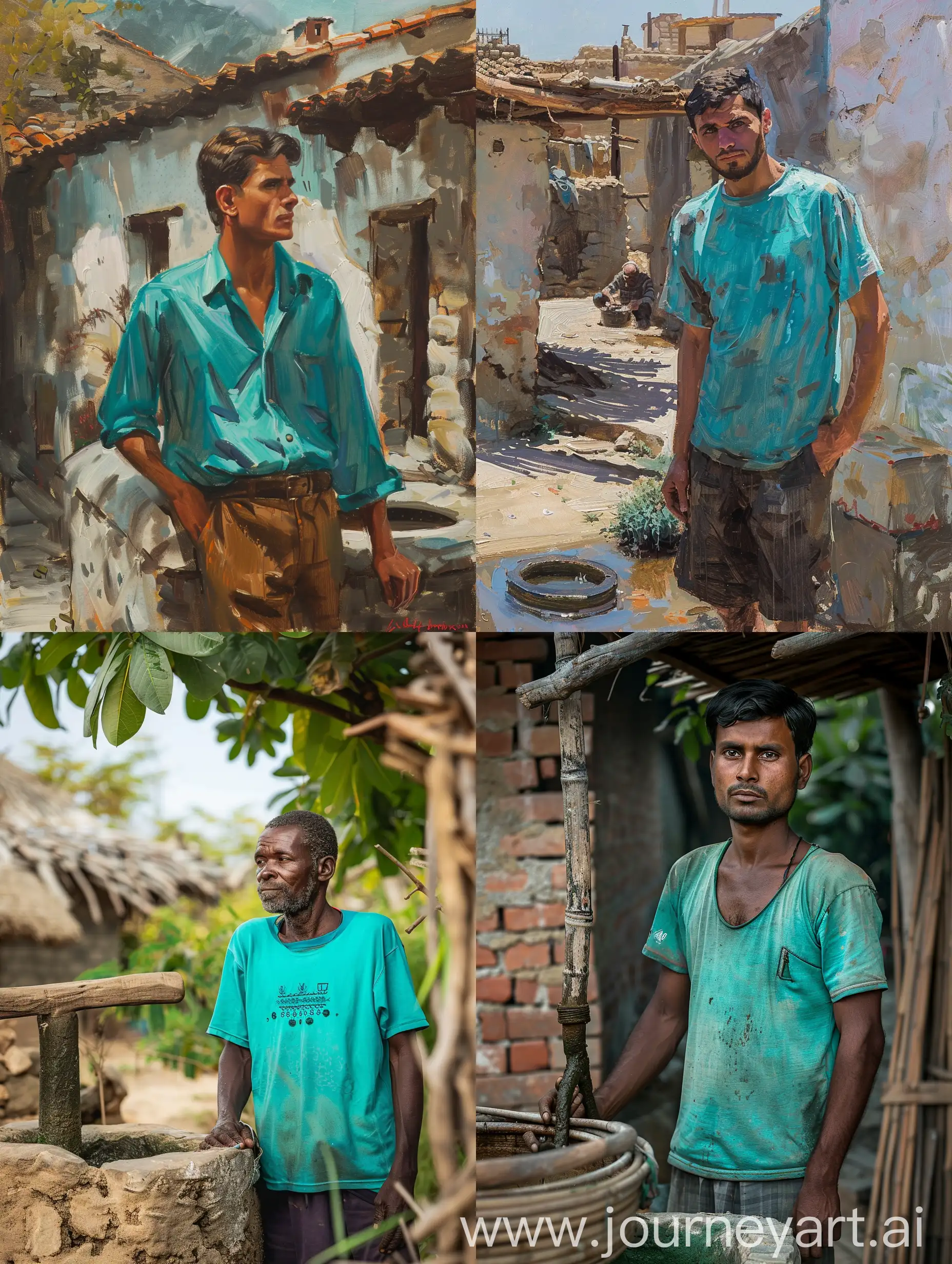 Village-Hero-in-Turquoise-Shirt-Standing-by-the-Well