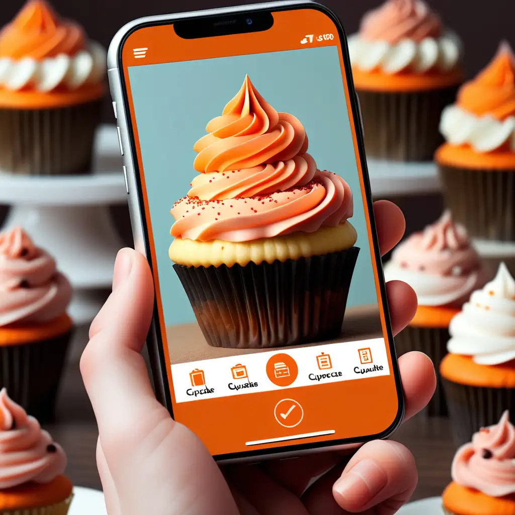 Ecommerce Success Captured Cupcake on a Mobile Screen