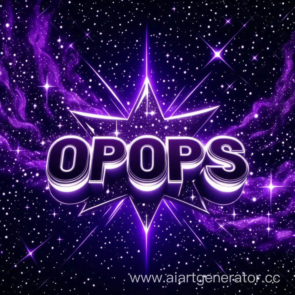 Красивая надпись OPS на фиолетовом звездном фоне в 4k