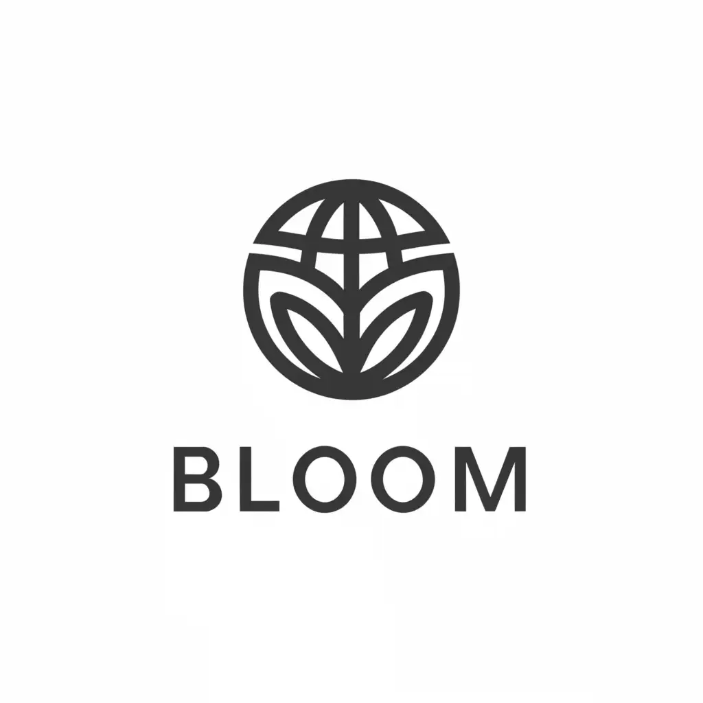 a logo design,with the text "bloom", main symbol:A logo for a digital marketing agency, incorporating the text _Bloom_ in modern typography, designed for use in the internet industry, with a world  with a flower bloom mixed with a flower,Minimalistic,be used in Education industry,clear background