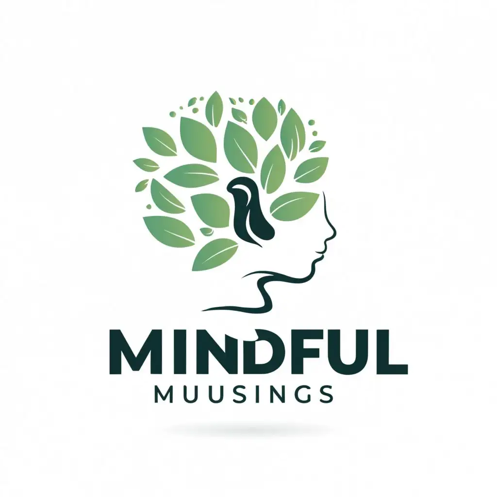 a logo design,with the text "Mindful Musings", main symbol:mind , leaves , water , and MINDFUL MUSINGS,Moderate,clear background