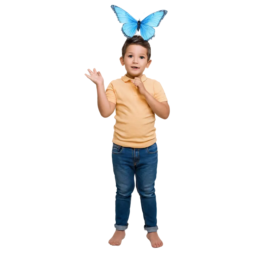Adorable-PNG-Image-Cute-Little-Boy-with-Butterfly-Overhead-HighQuality-Picture-Perfect-for-Online-Sharing