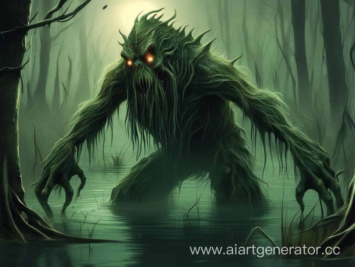 Enigmatic-Fantasy-Swamp-Monster-Emerges-from-Murky-Waters