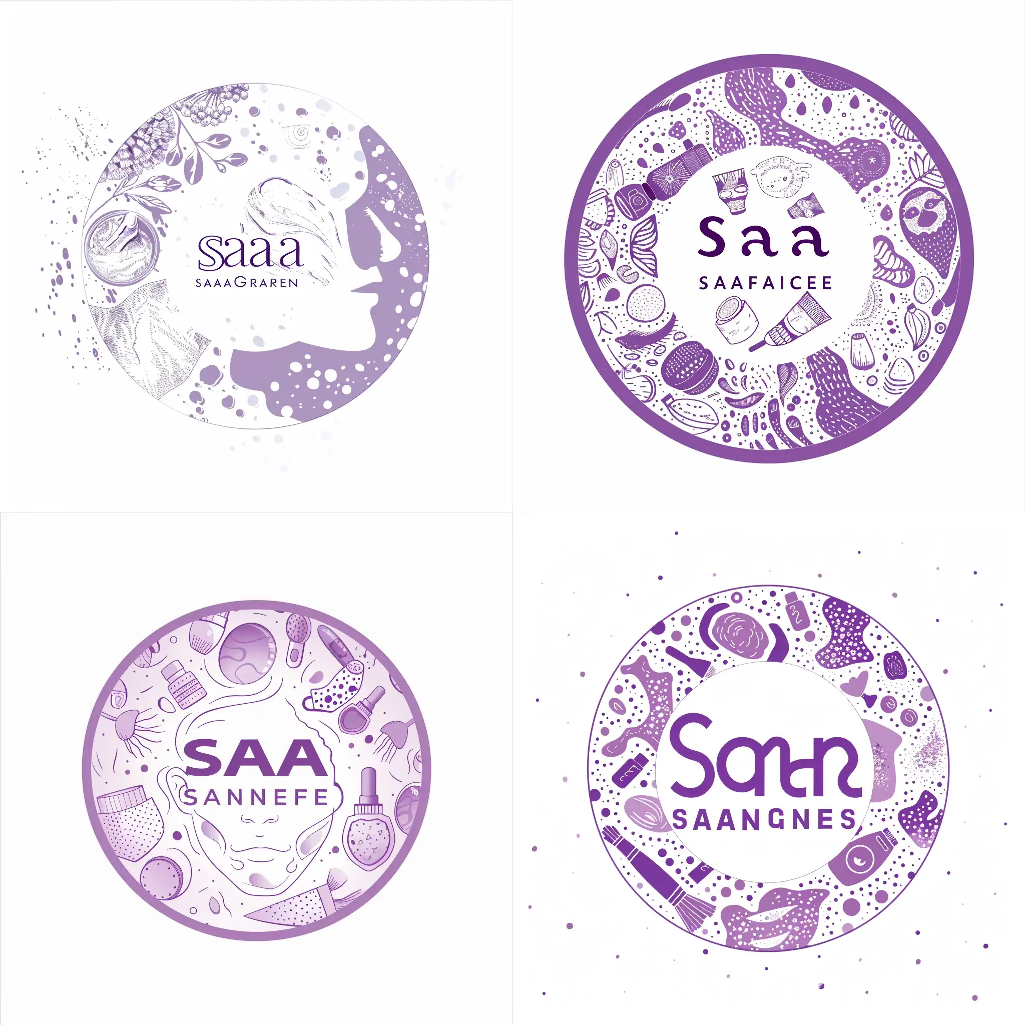 Sara-Skincare-Logo-with-Light-Violet-Background-and-Facial-Mask-Design