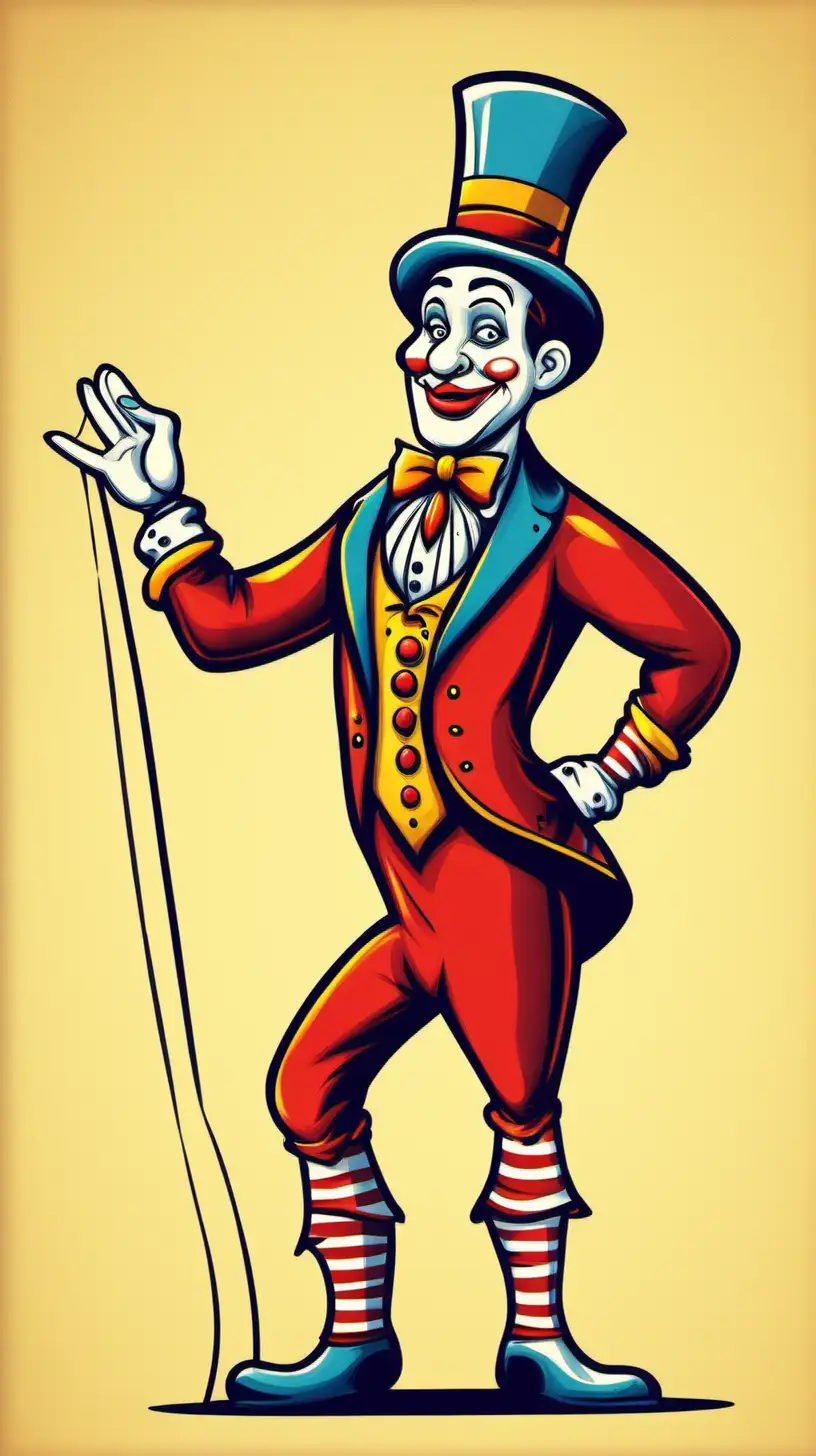 Colorful Cartoon Circus Performer Balancing Act