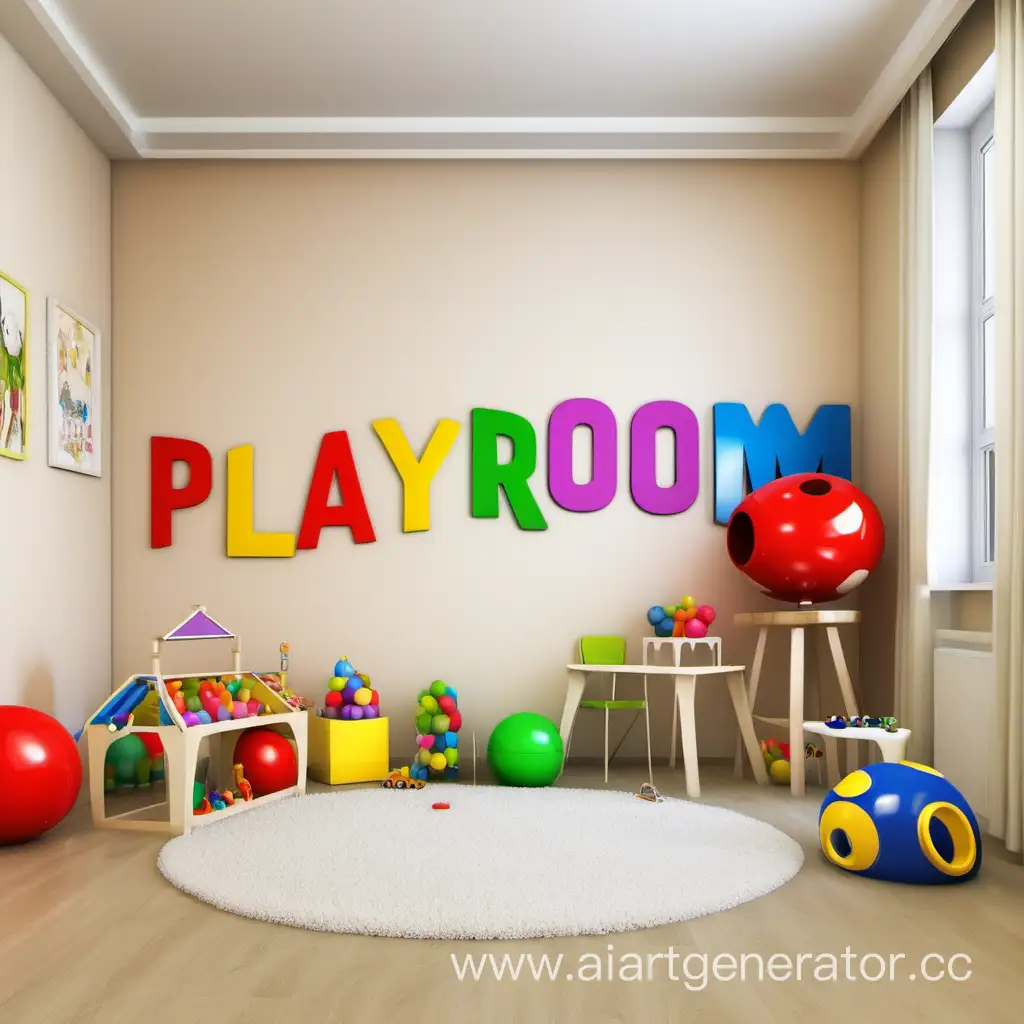 Сгенерируй картинку детской игровой комнаты
С надписью «игровая комната»