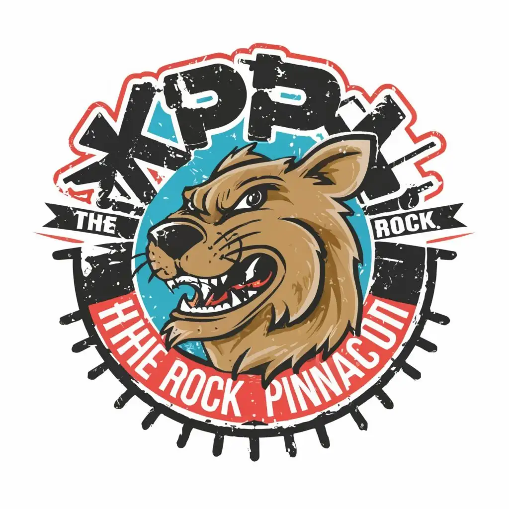 logo, Punk Rock Beaver, with the text "KPPL The Rock of Pinnacove", typography, be used in Entertainment industry