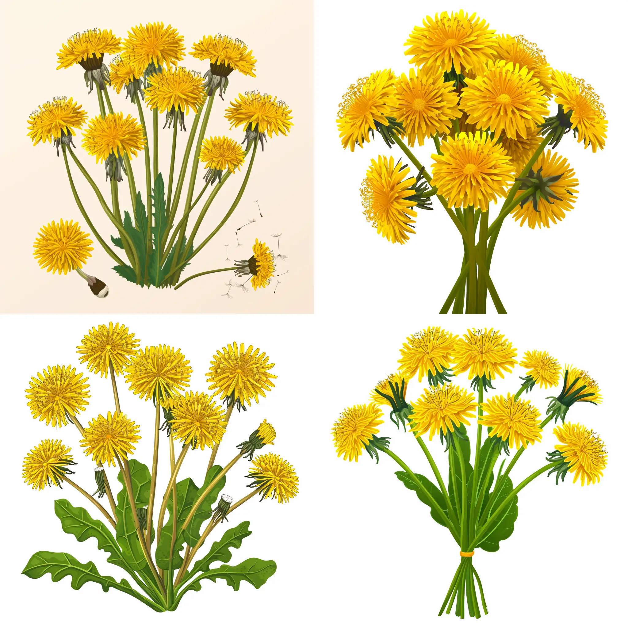 Vibrant-Yellow-Dandelion-Bouquet-Illustration