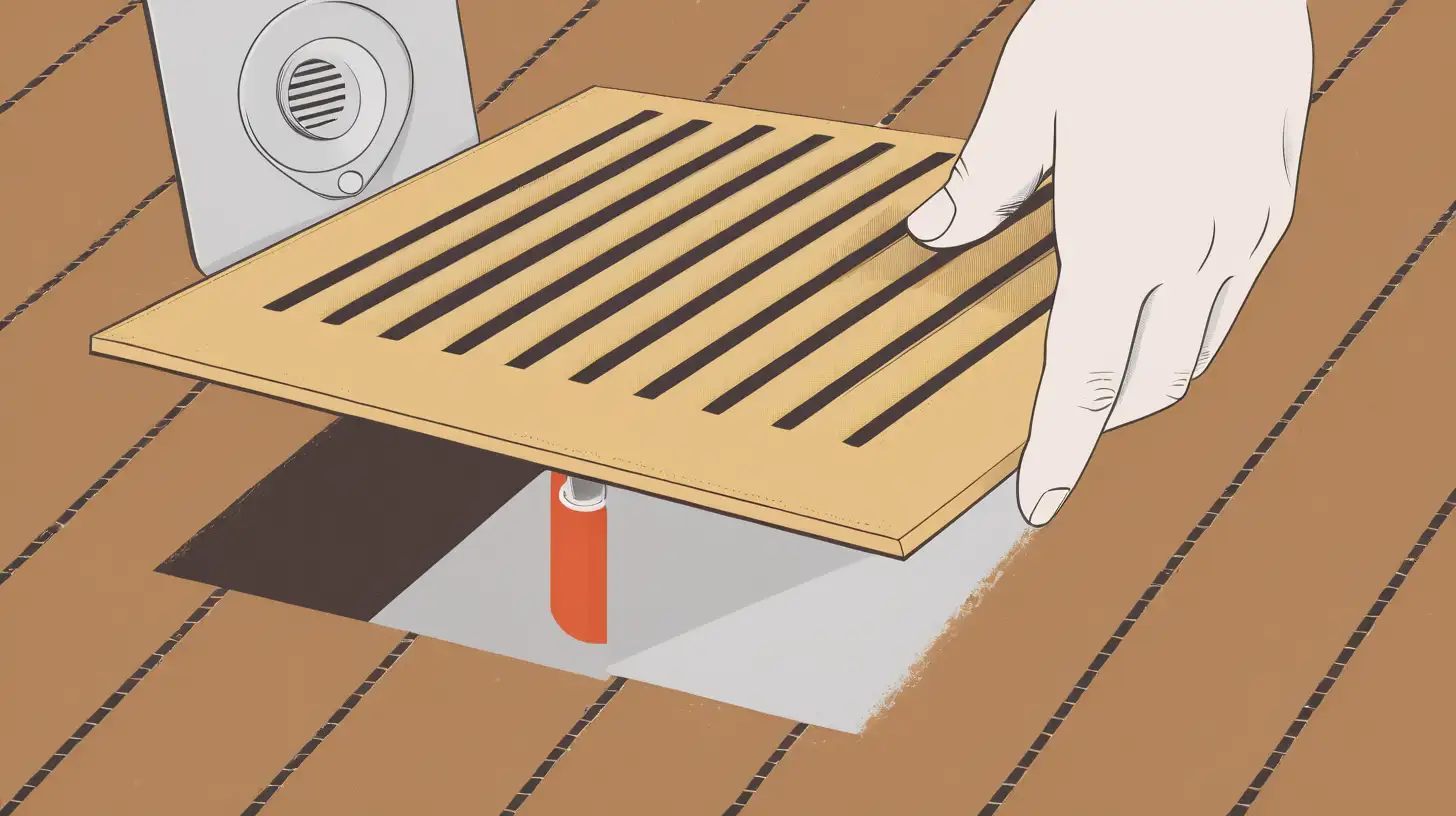 simple Illustration of a hand pulling floor vent cover black and white

