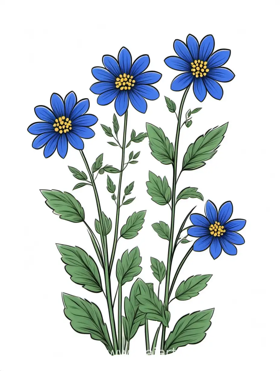 Elegant-Blue-Wildflower-Cluster-in-4K-Simple-Botanical-Line-Art-on-White-Background