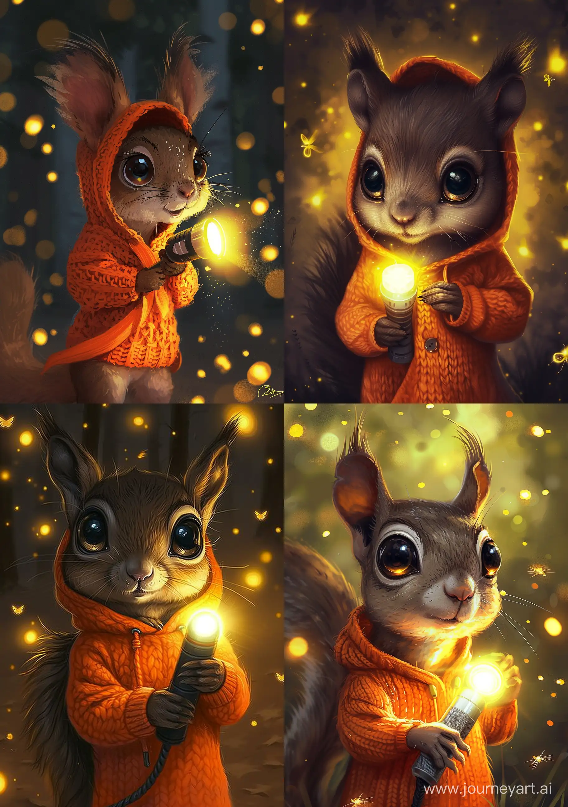 Enchanting-Little-Squirrel-with-Glowing-Flashlight-in-Neon-Hoodie
