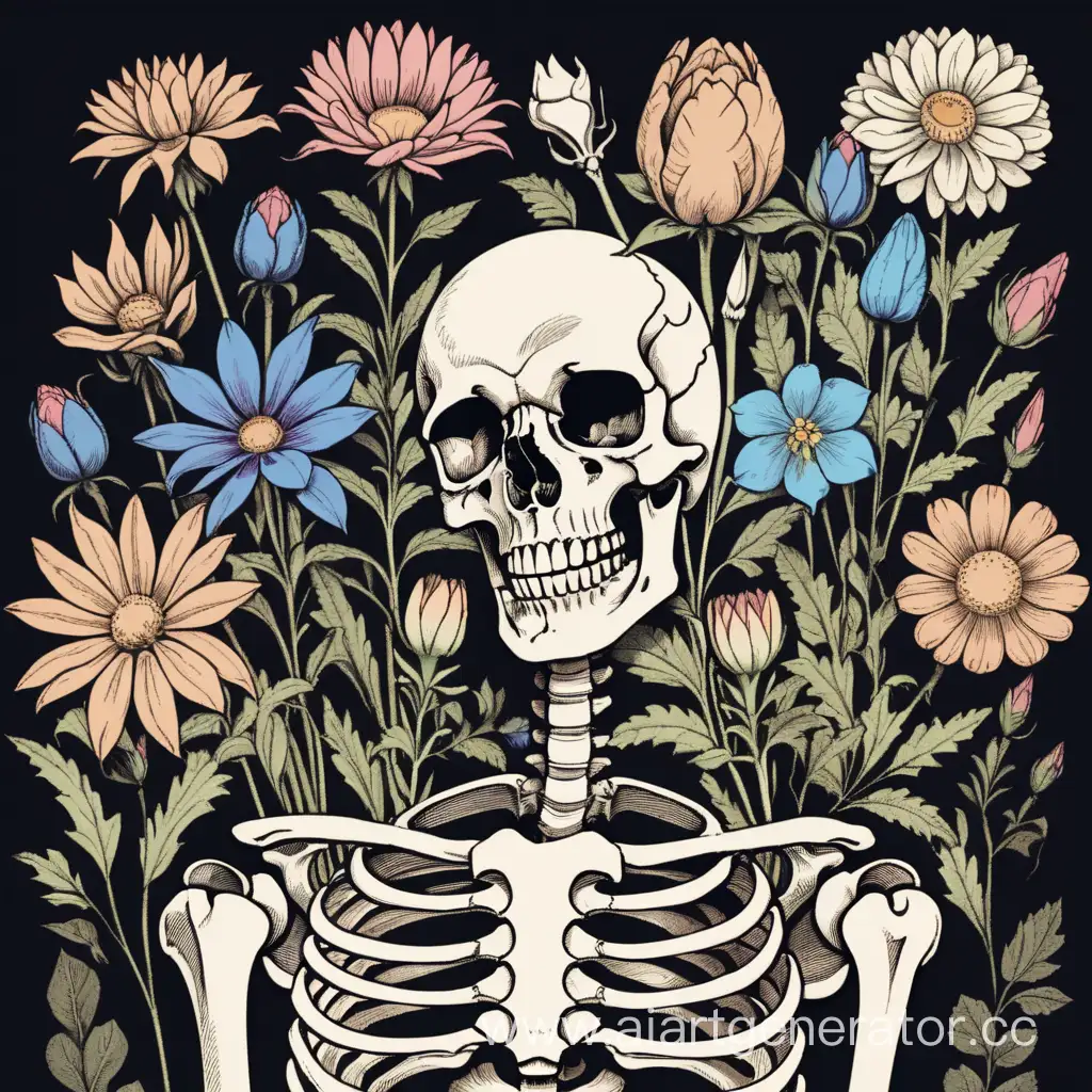 Цветы внутри скелета