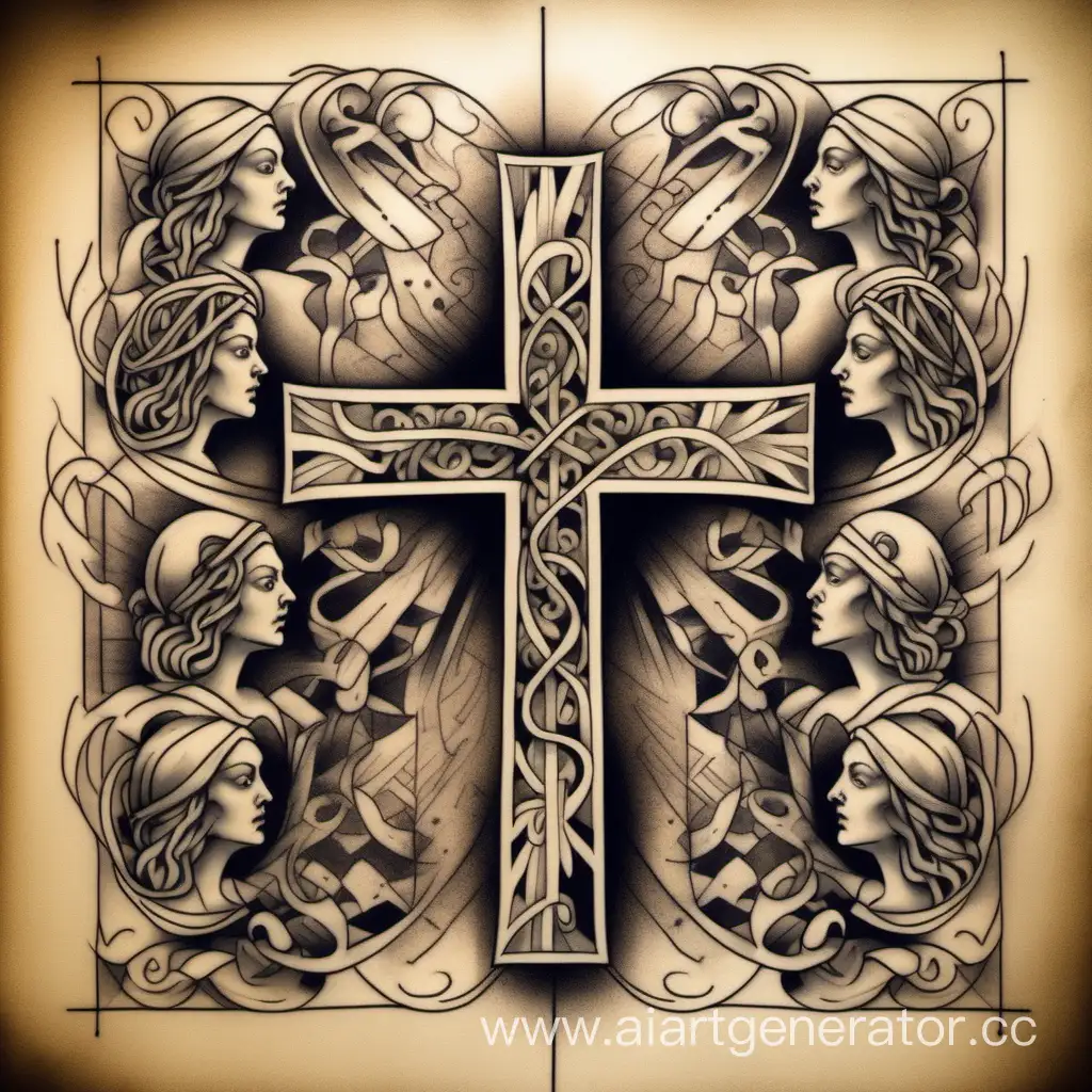 RenaissanceInspired-Cross-Tattoo-Sketch