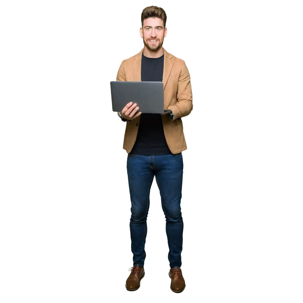 A man holding laptop