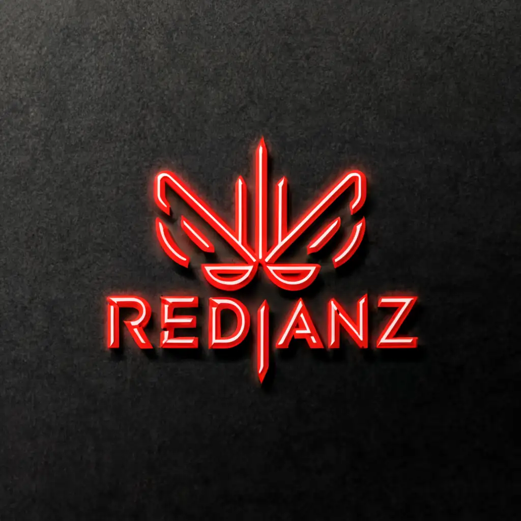 a logo design,with the text "REDMANZ in Neon with cannabis", main symbol:Artistic Neon Red Cannabis Leaf,complex,be used in Retail industry,clear background