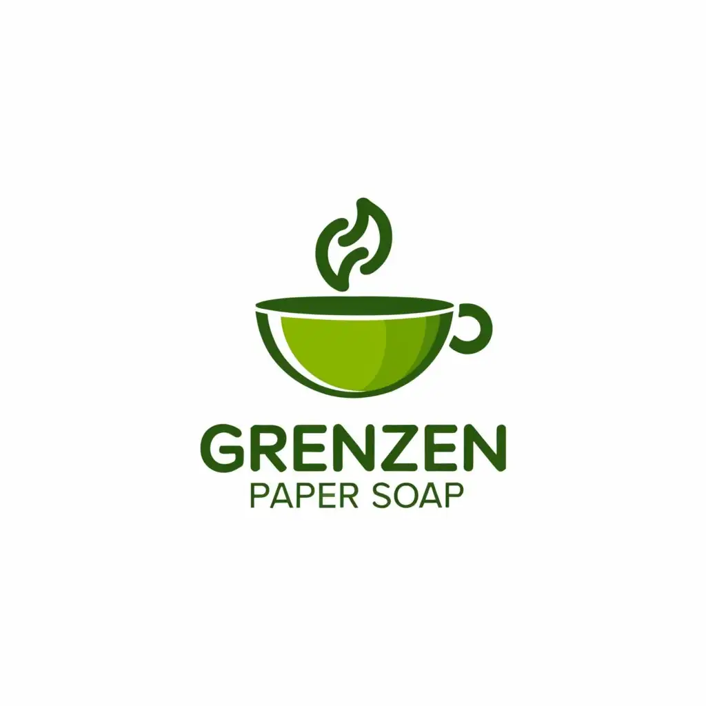 a logo design,with the text "GreenZen Paper Soap", main symbol:Greentea Paper Soap,Minimalistic,clear background