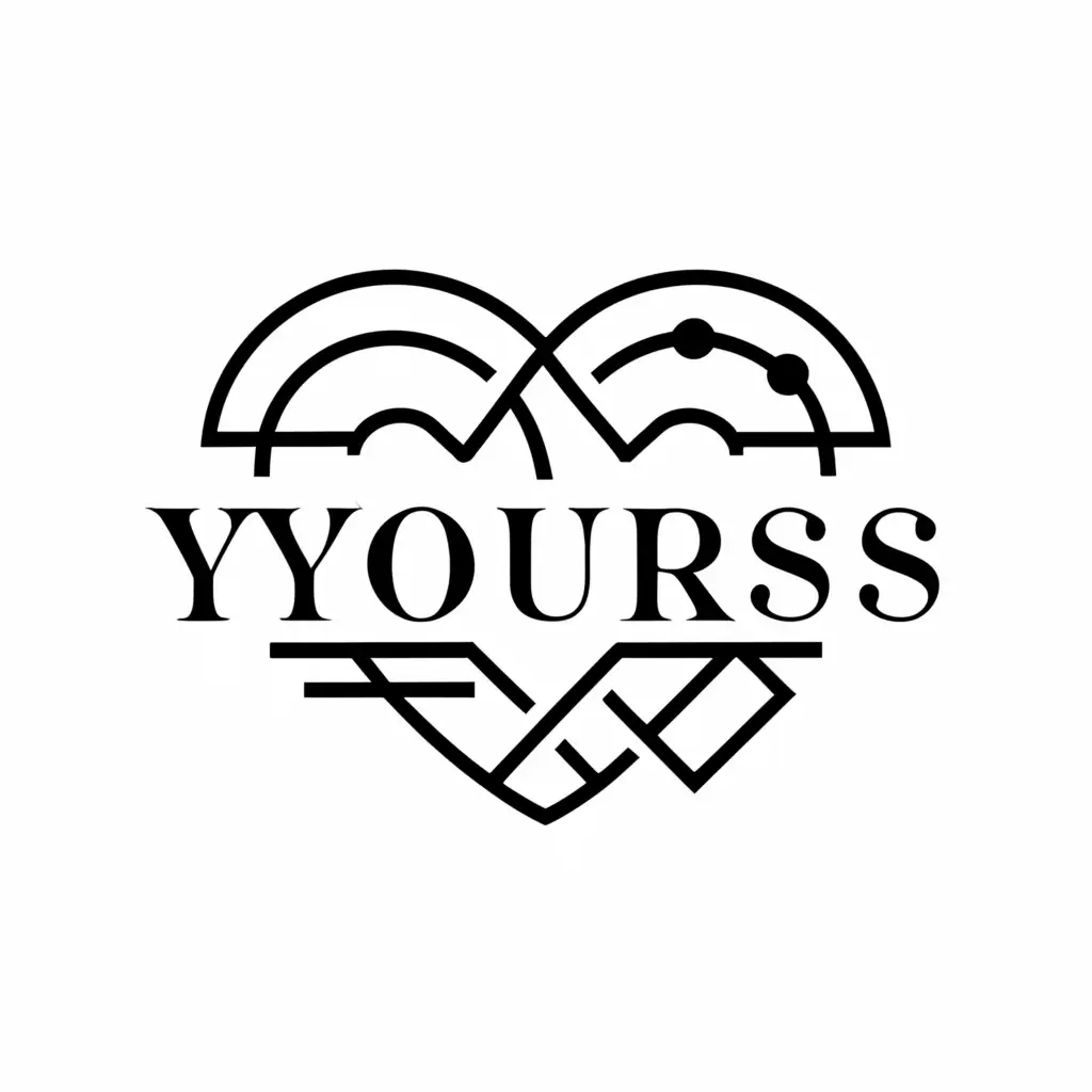 a logo design,with the text "YOURS", main symbol:heart with accessories,Minimalistic,be used in Internet industry,clear background