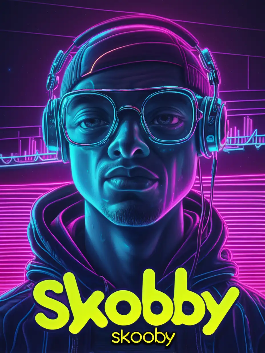 Vibrant Neon Skating Scene Skater Named SKOOBY Setting Records