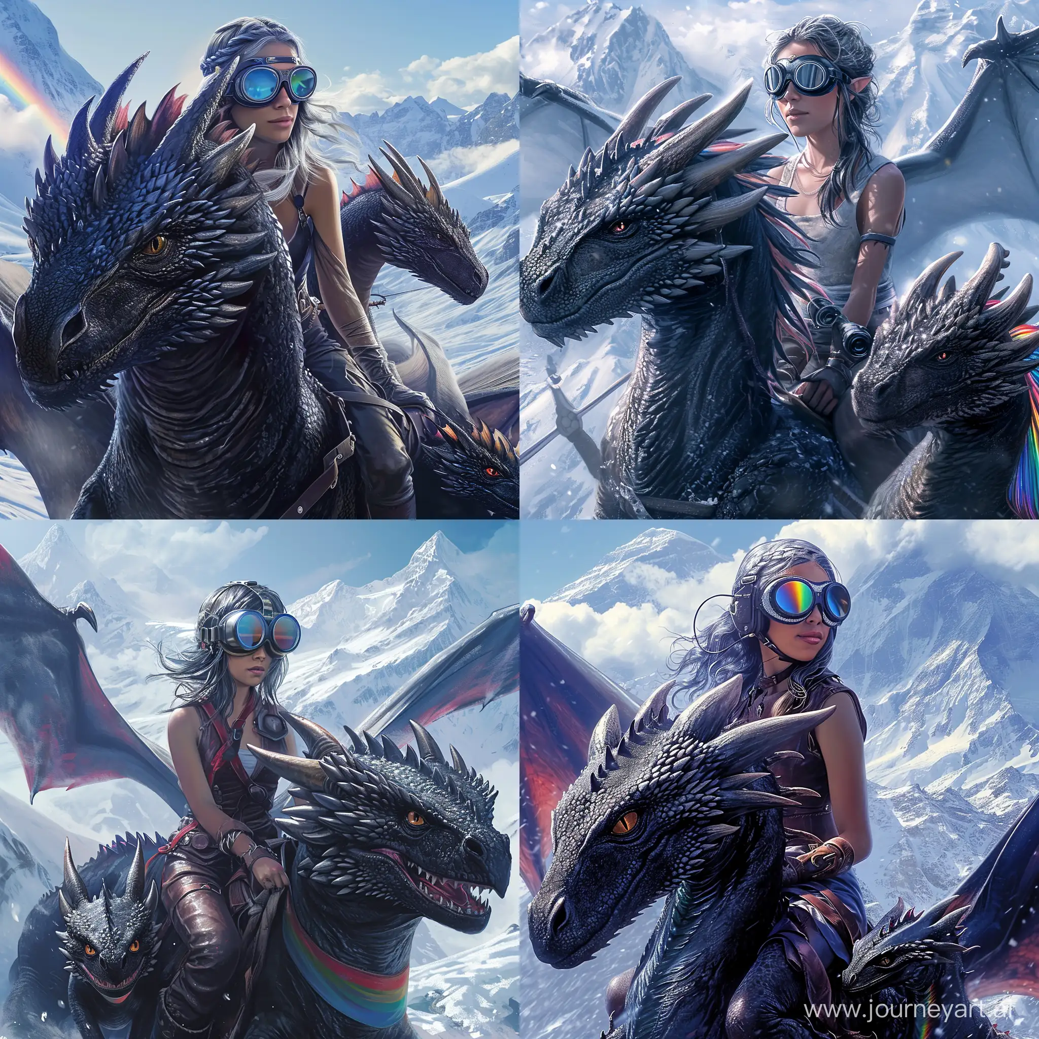 Adventurous-Woman-Riding-SilverTipped-Dragon-Amidst-Snowy-Peaks