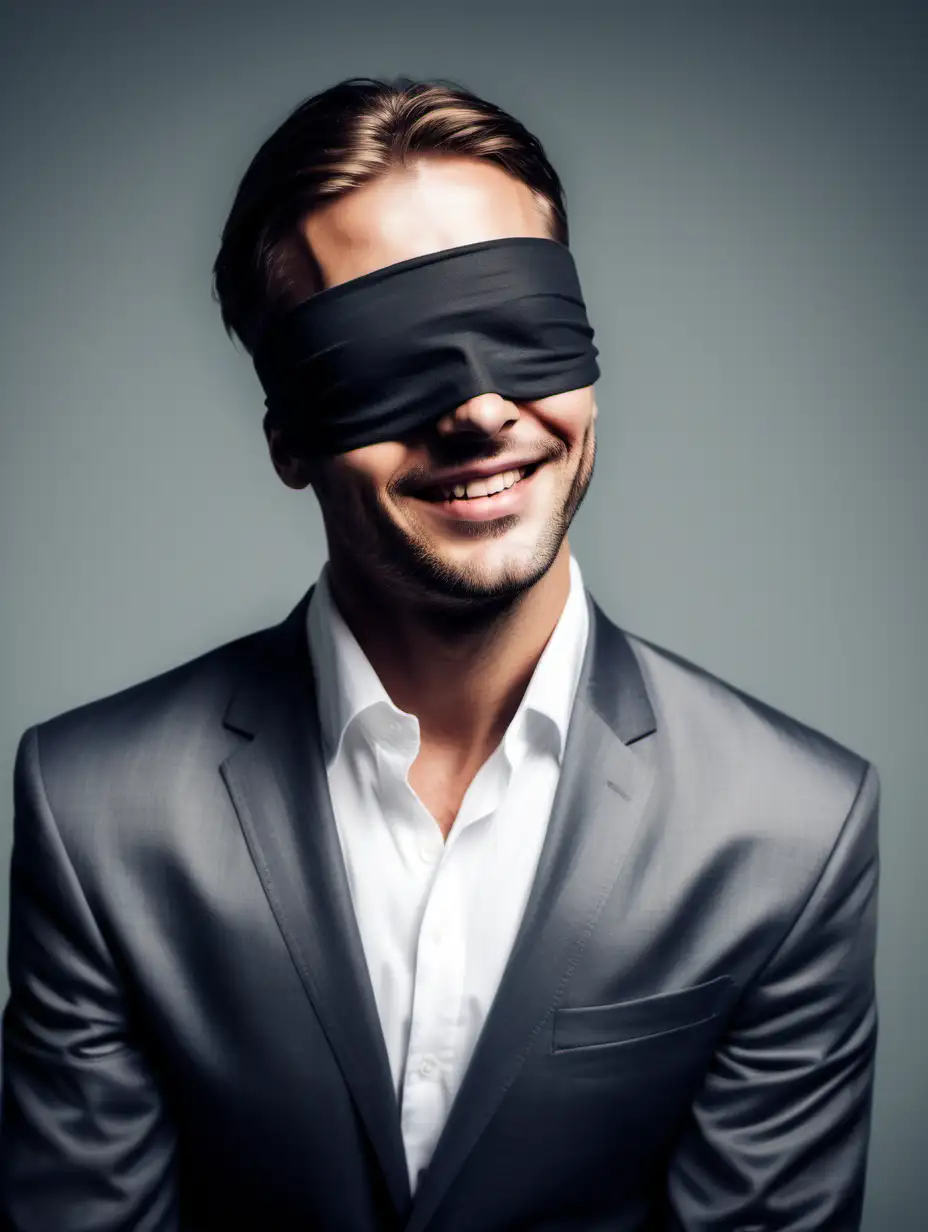 Blissful blindfolded man