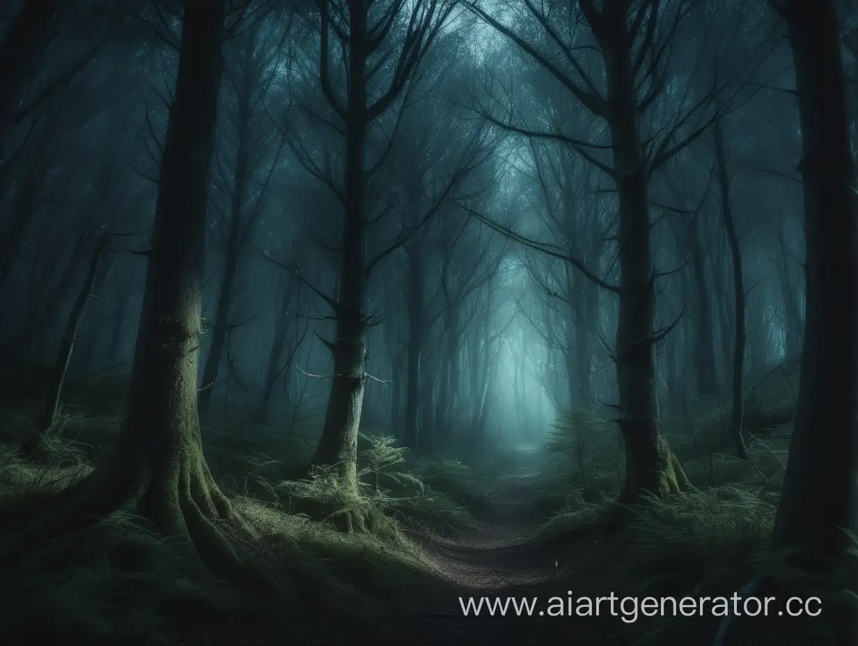 dark forest full of mysterious energy