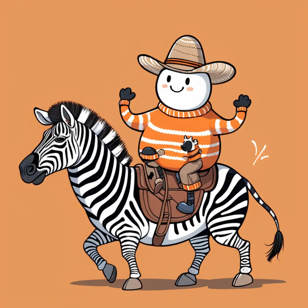 Colorful Blob Duo in Cowboy Hats Riding Zebra and Walking Dog