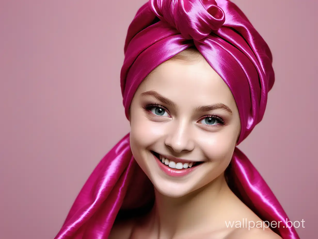 Beautiful-Smiling-Yulia-Lipnitskaya-with-Long-Silky-Hair-and-Pink-Silk-Turban