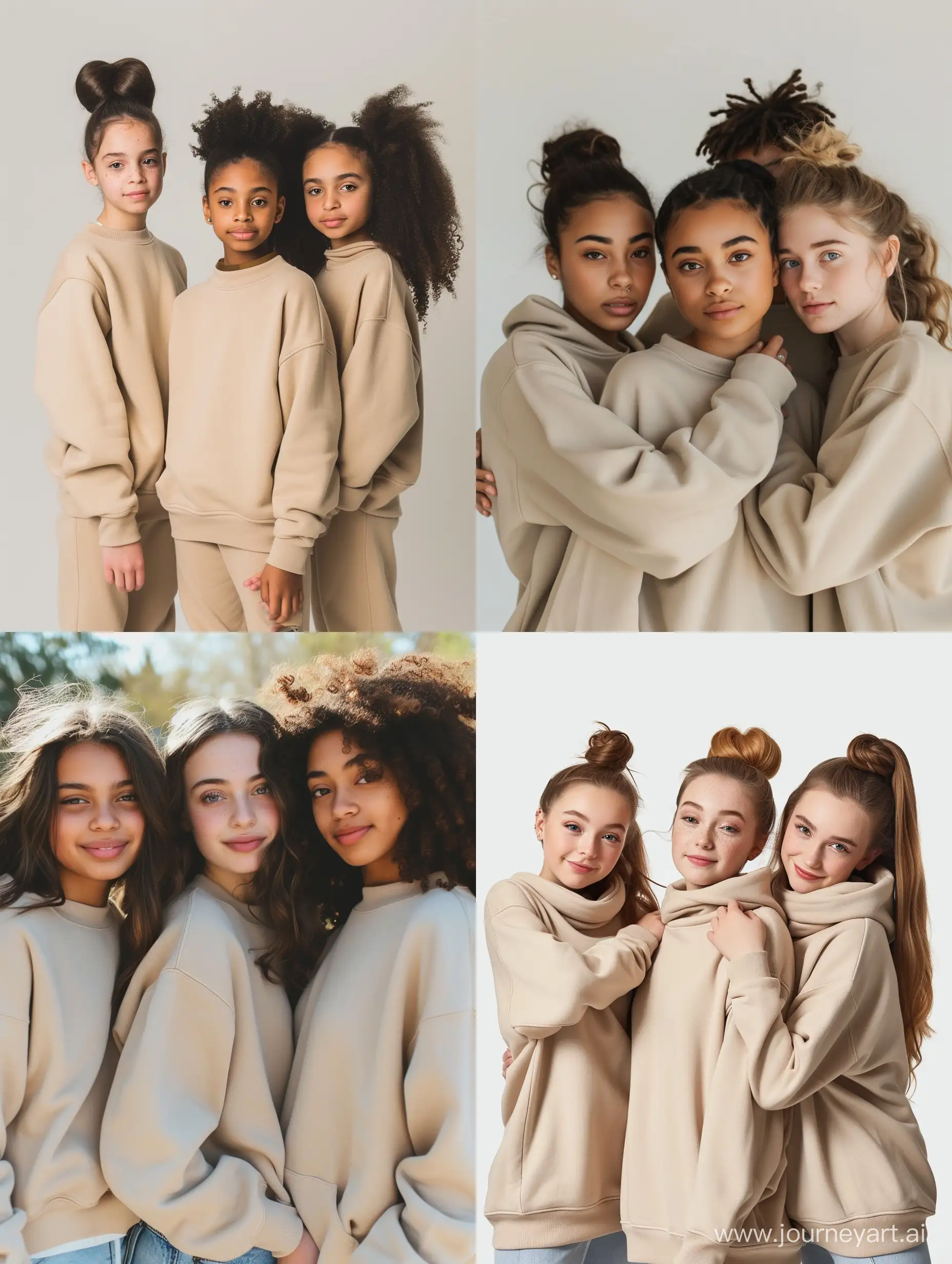 Chic-Trio-in-Beige-Sweatshirts-Fashionable-Girls-Pose-with-Confidence
