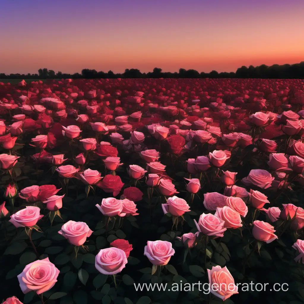 Vibrant-Sunset-Rose-Field-Landscape