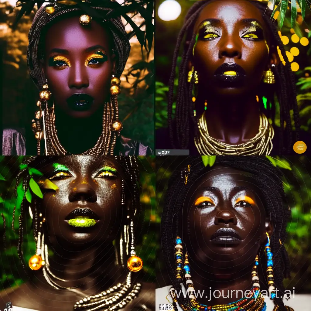 Enchanting-Black-African-Eyes-with-Radiant-Gold-Rasta-and-Luminous-Forest-Jewelry