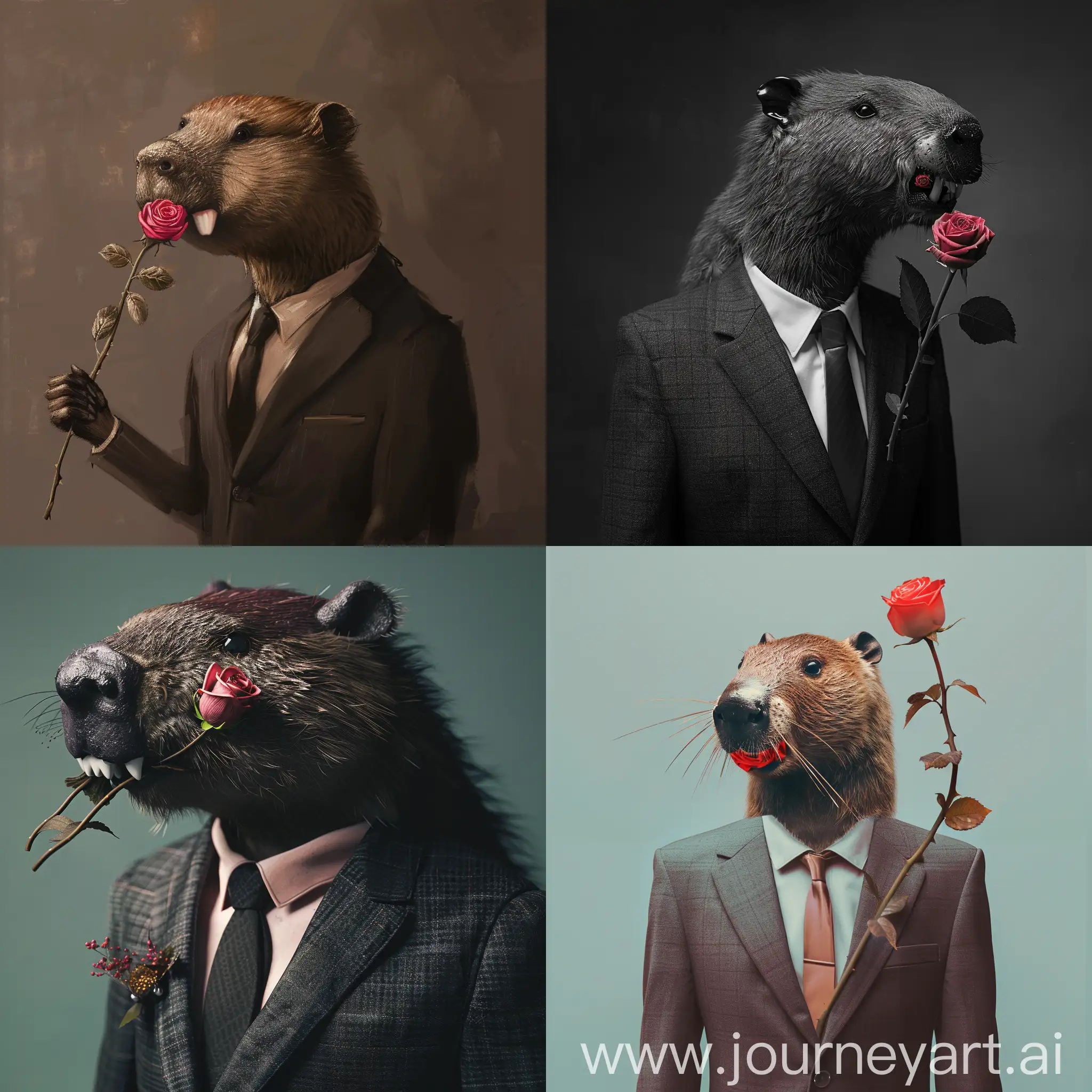 Chic-Beaver-with-a-Romantic-Touch-Suited-Rodent-Holding-a-Rose