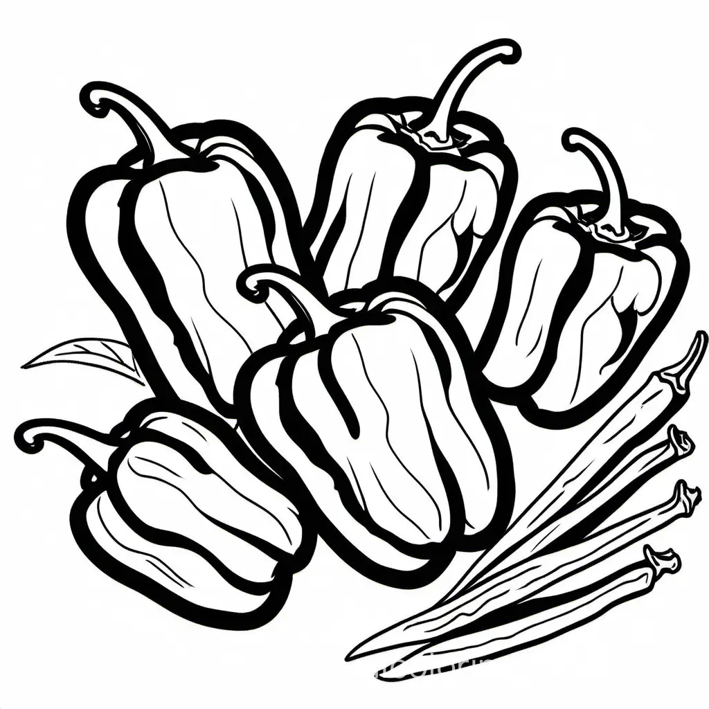 Piedmontese-Red-Peppers-Coloring-Page-Simple-Line-Art-on-White-Background