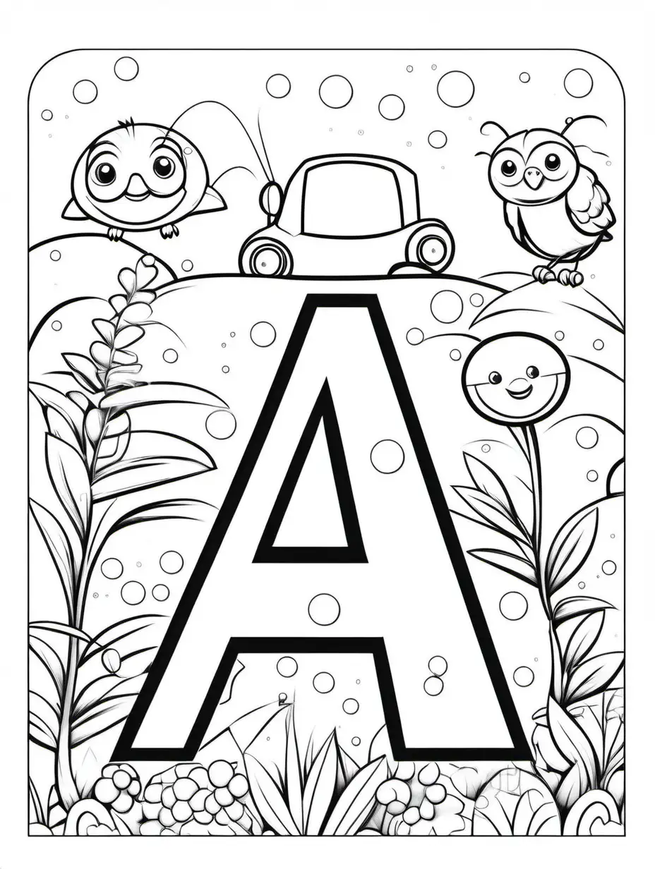 Letter Aa for kids coloring book Black and White