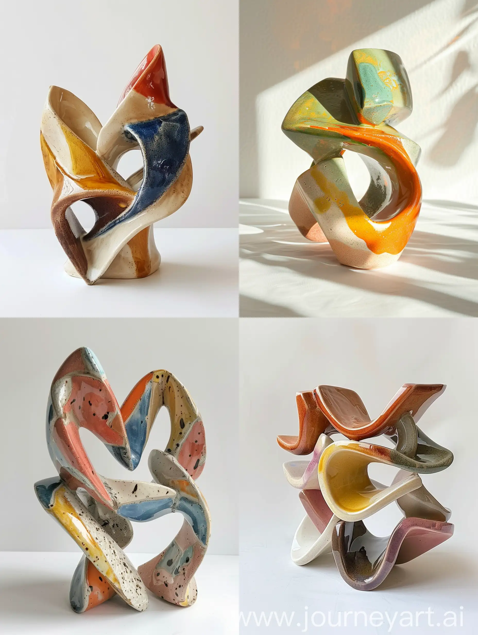 Expressive-Ceramic-Abstract-Sculpture-in-Scandinavian-Style-with-Retro-Colors-of-the-60s