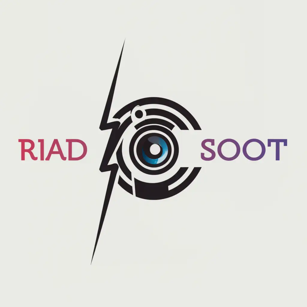 a logo design,with the text "RIAD SHOOOT", main symbol:Camera Lightning,Moderate,clear background