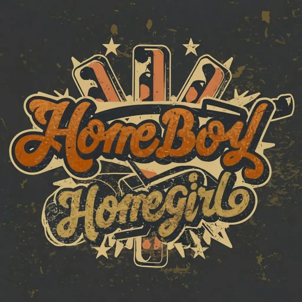 logo, homeboy, with the text "and homegirl", typography, be used in Entertainment industry