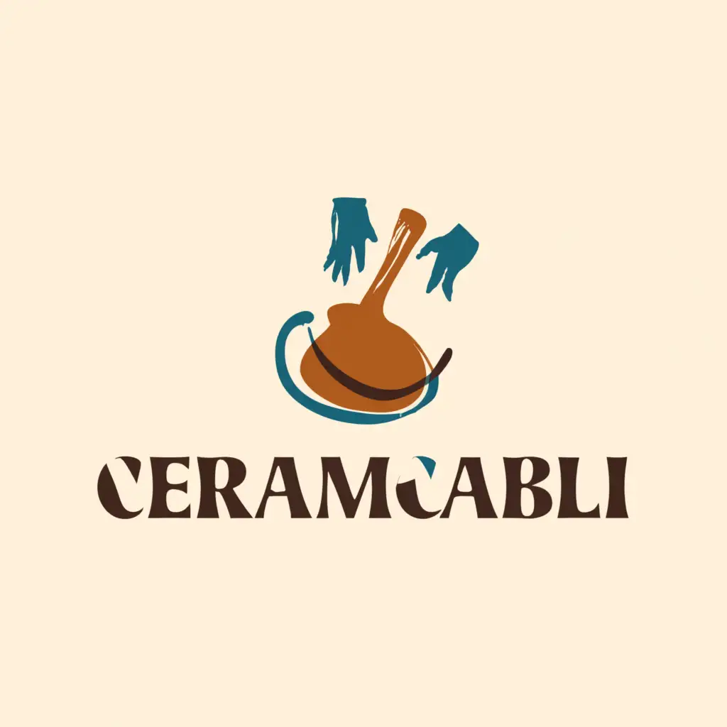 a logo design, with the text 'Ceramic A b i l i', main symbol: a logo design, with the text 'CeramicAbili', main symbol: Generate a logo representing an abstract form that recalls the silhouette of a ceramic artifact or vase. The hands shaping it suggest the artistic and creative nature of ceramics, while the color of majolica and social inclusion evoke the clay used to create the works, Moderate, be used in Nonprofit industry, clear background