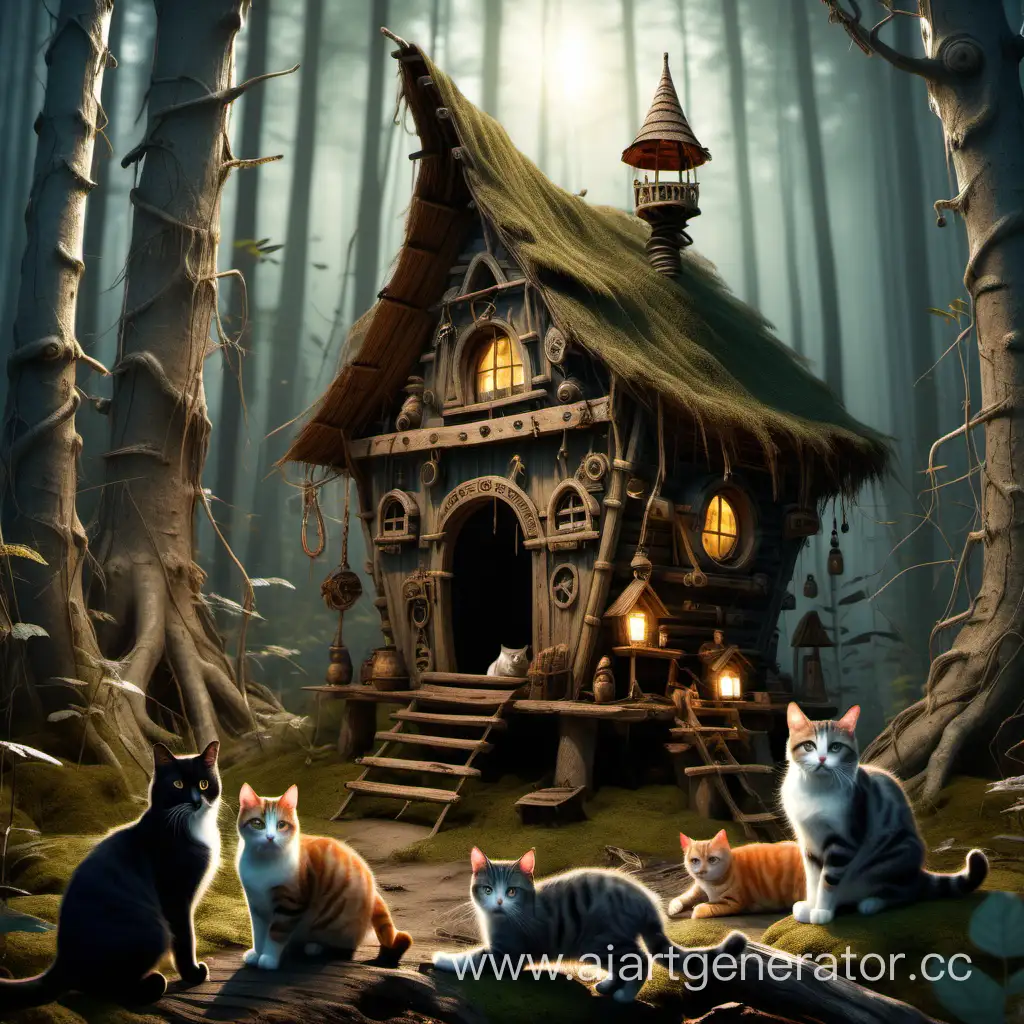 Enchanted-Forest-Cats-Baba-Yagas-Hut-Amidst-the-Trees