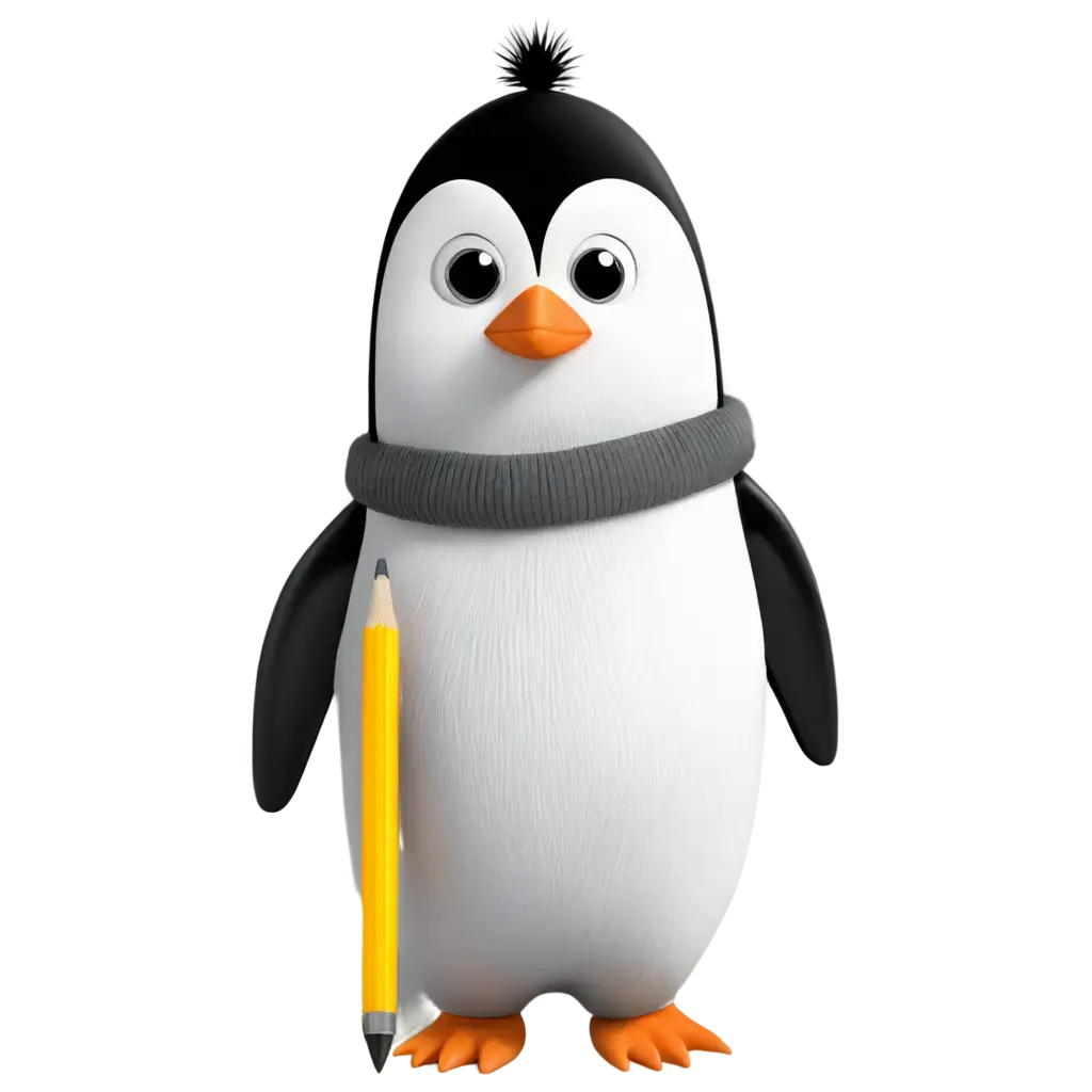 penguin writen with pencil high resolution