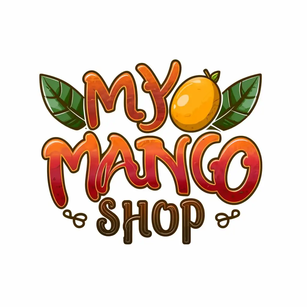 a logo design,with the text "MY MANGO SHOP", main symbol:MANGO,complex,clear background