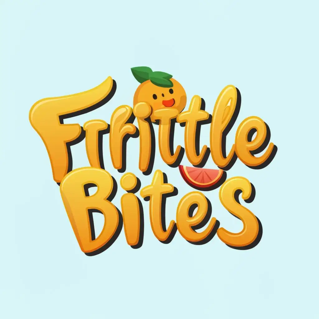 logo, Mango childish font, with the text "Frittle Bites", typography