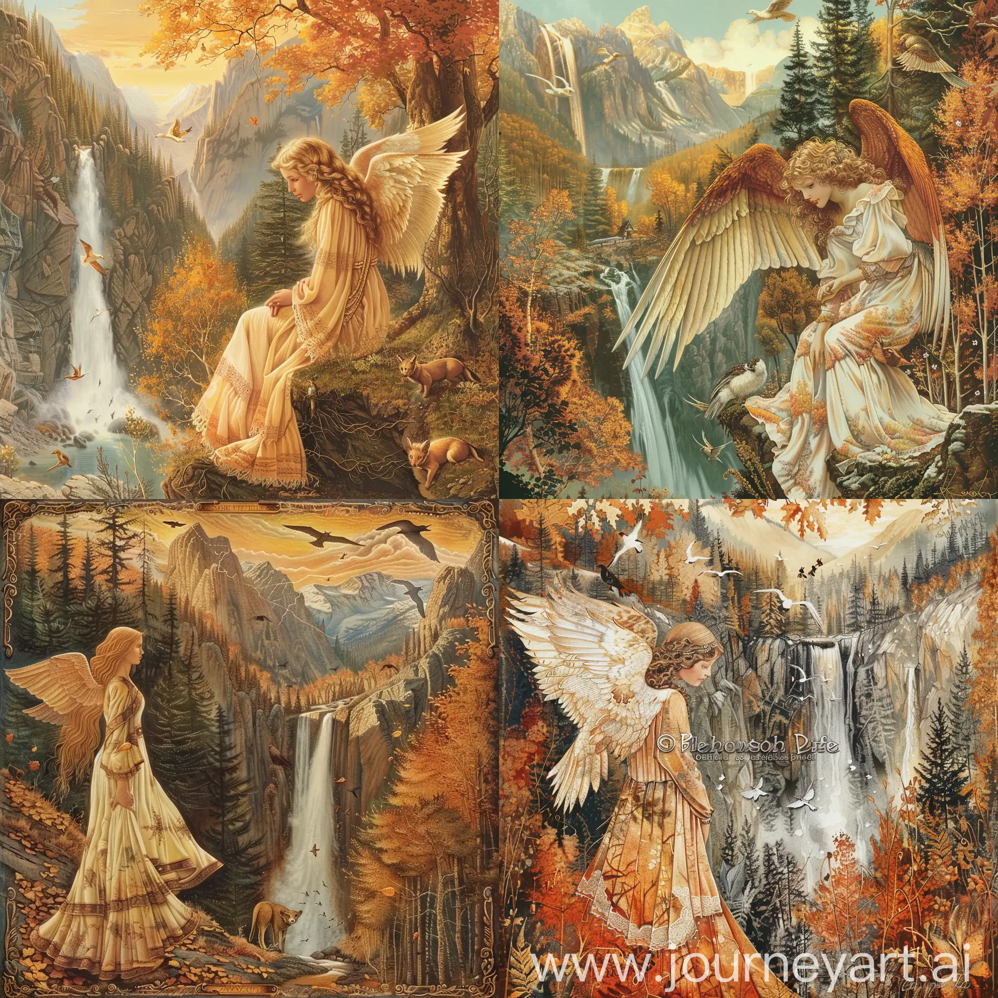 Autumn-Angel-by-Mountain-Waterfall-with-Canyon-and-Wildlife