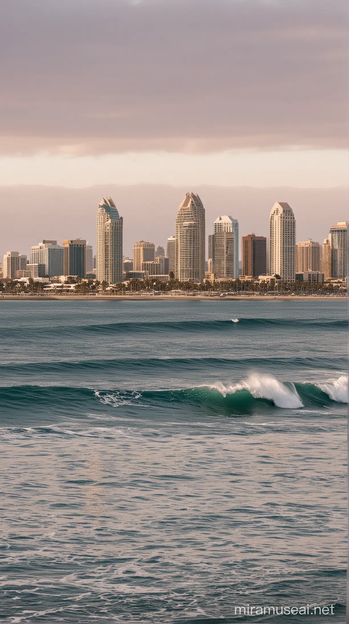 Glistening Ocean Backdropped Downtown San Diego Cityscape