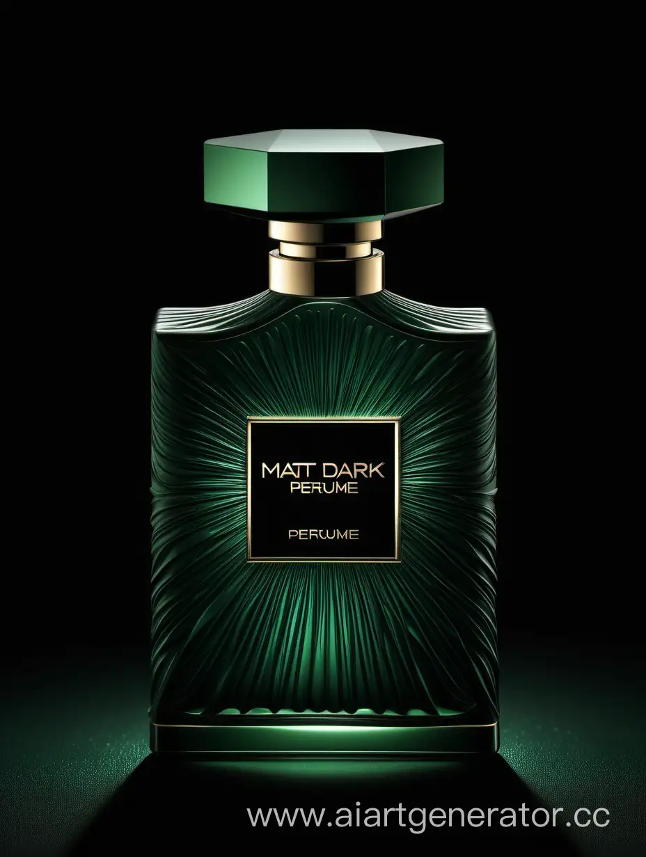 Elegant-Dark-Green-Perfume-Bottle-with-Intricate-3D-Details-on-Black-Background