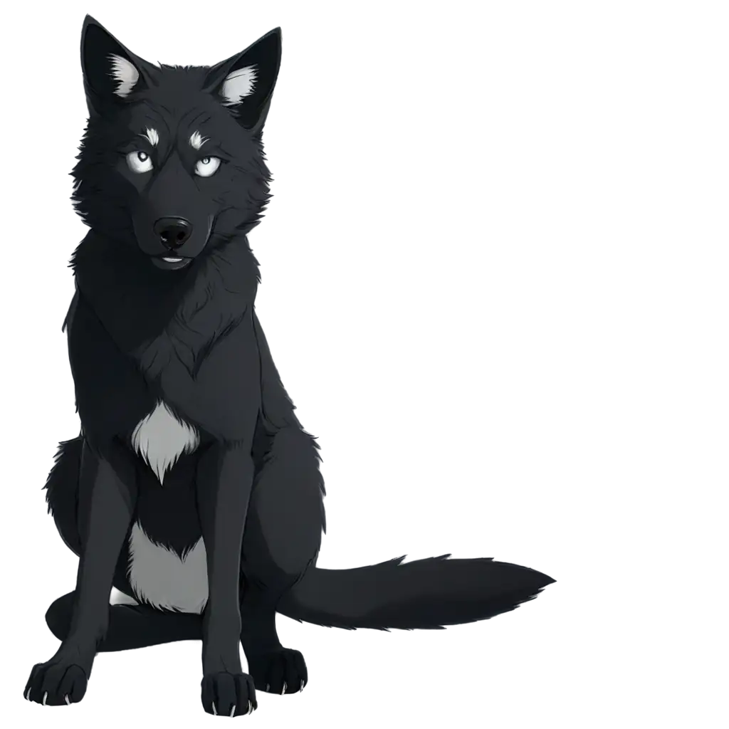 Teen Black Wolf with cat ears und grey eyes