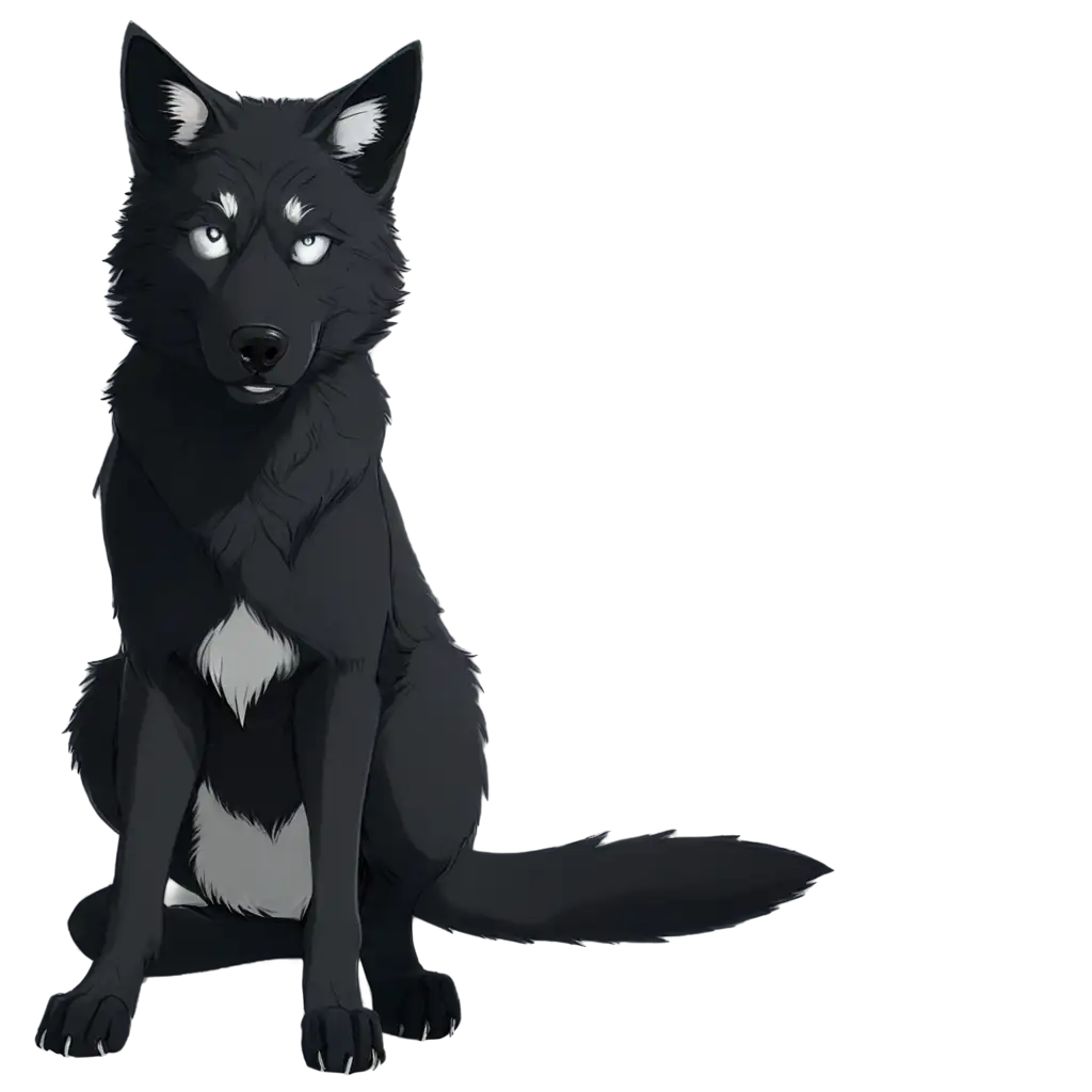 Teen Black Wolf with Cat Ears and Grey Eyes PNG Image Captivating Art ...