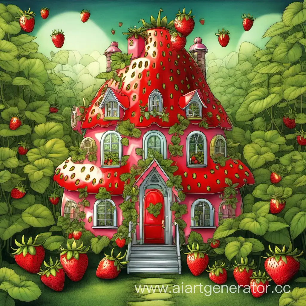 Enchanting-Strawberry-Fairy-House-in-a-Whimsical-Forest