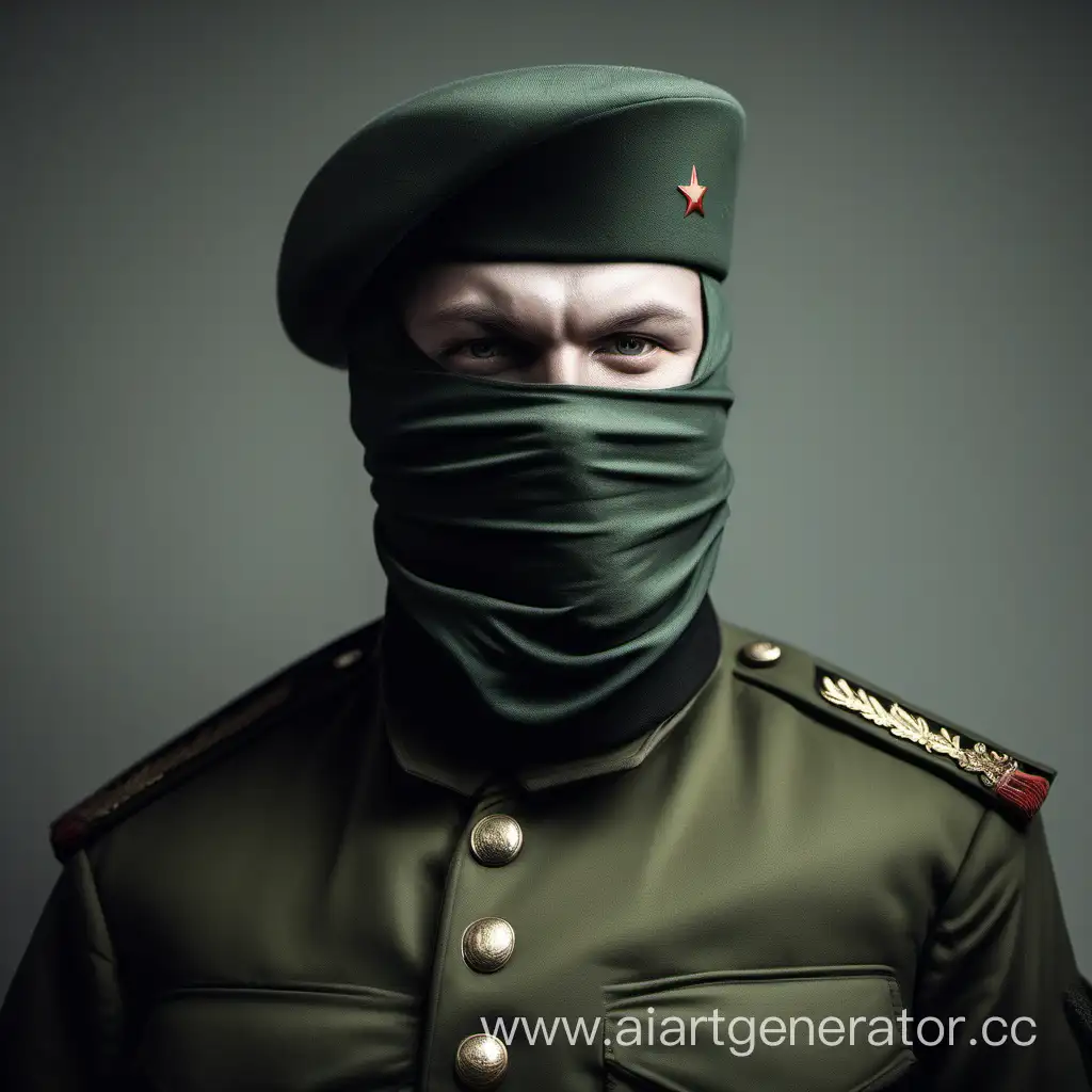 Русский солдат лидер с закрытым лицом 