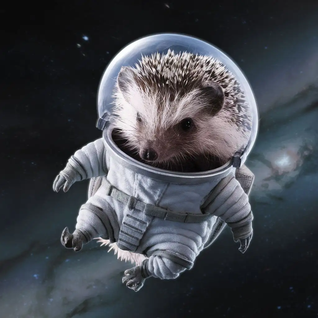 African-Hedgehog-Astronaut-in-Space-Suit-Soaring-through-Celestial-Skies