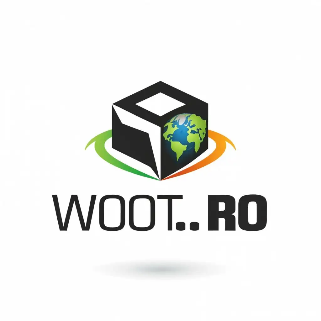 a logo design,with the text 'woot.ro', main symbol:box, technology, shipping, globe, fast, easy, reliable,complex,be used in Technology industry,clear background